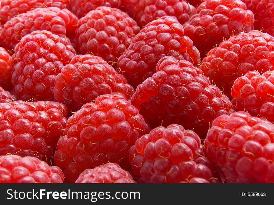 Background from a red ripe raspberry