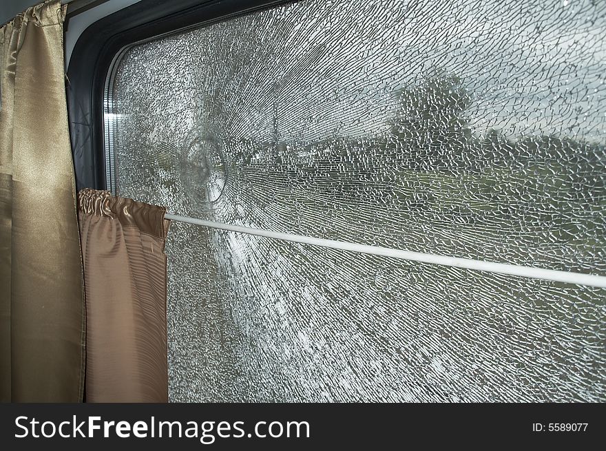 Cracked train window