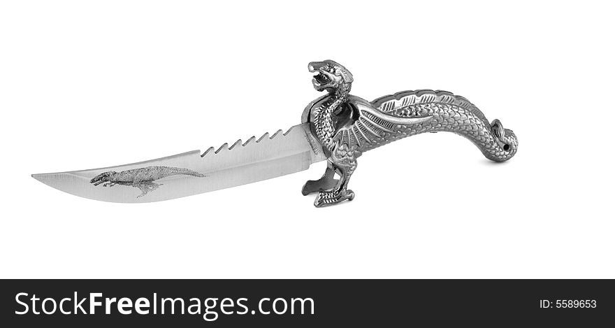 Decorative steel jagged knife with scales bird