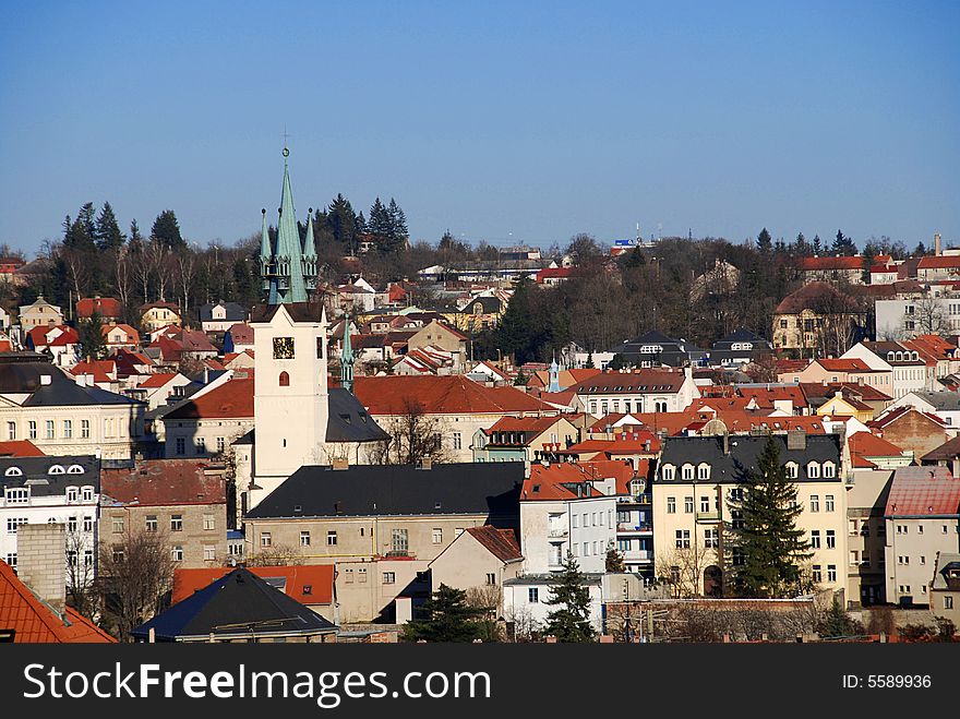 View at the Czech city of Pribram in the Southern Bohemia