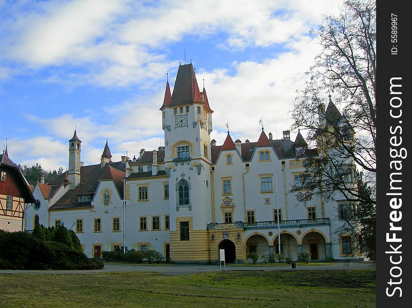 Beautiful romantic castle against sky in the Czech Republic. Beautiful romantic castle against sky in the Czech Republic