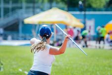 Girl Athlete Throwing Javelin Stock Photos Girl Athlete Throwing Javelin Stock Photos