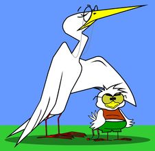 A Stork With Her Son Stock Photography