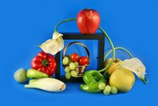Composition From Vegetables And Flowers Royalty Free Stock Images Composition From Vegetables And Flowers Royalty Free Stock Images
