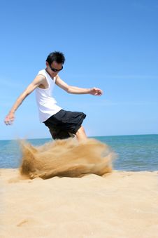Free Dancing On Beach Stock Photography - 5596682