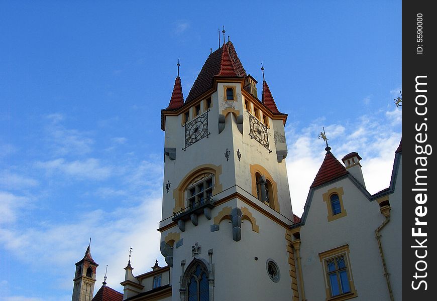 Beautiful romantic castle against sky in the Czech Republic. Beautiful romantic castle against sky in the Czech Republic