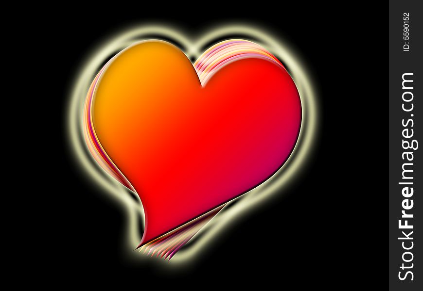 red glowing heart on black background