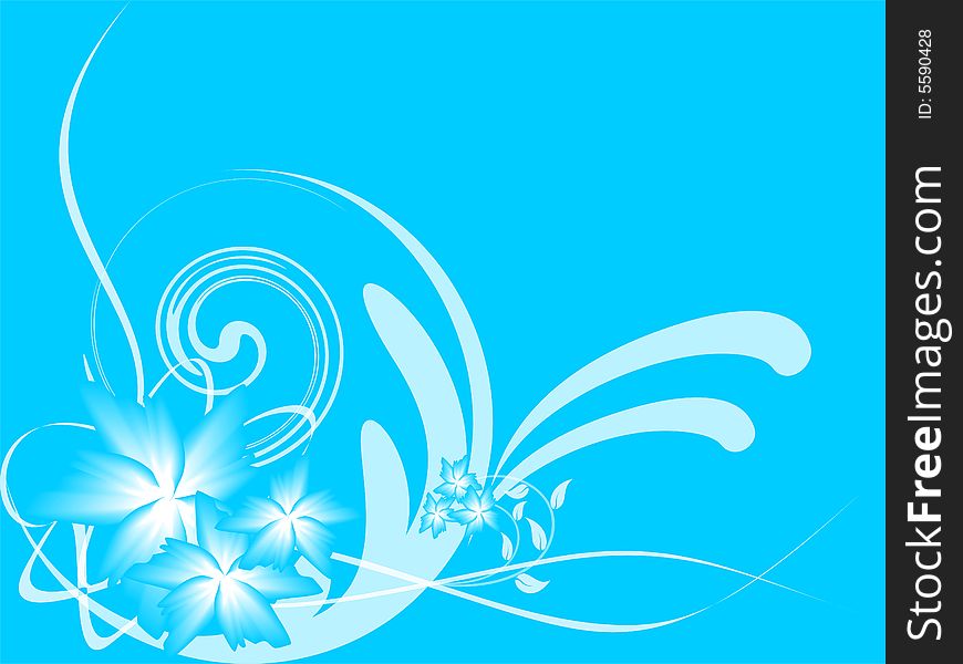 Blue motif background with blue flower. Blue motif background with blue flower