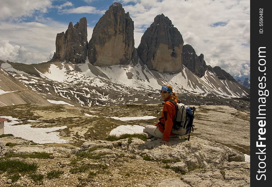 Woman In Mountains,Tre Cimes