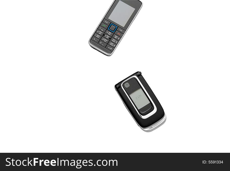 Two mibile phones isolated on white. Two mibile phones isolated on white