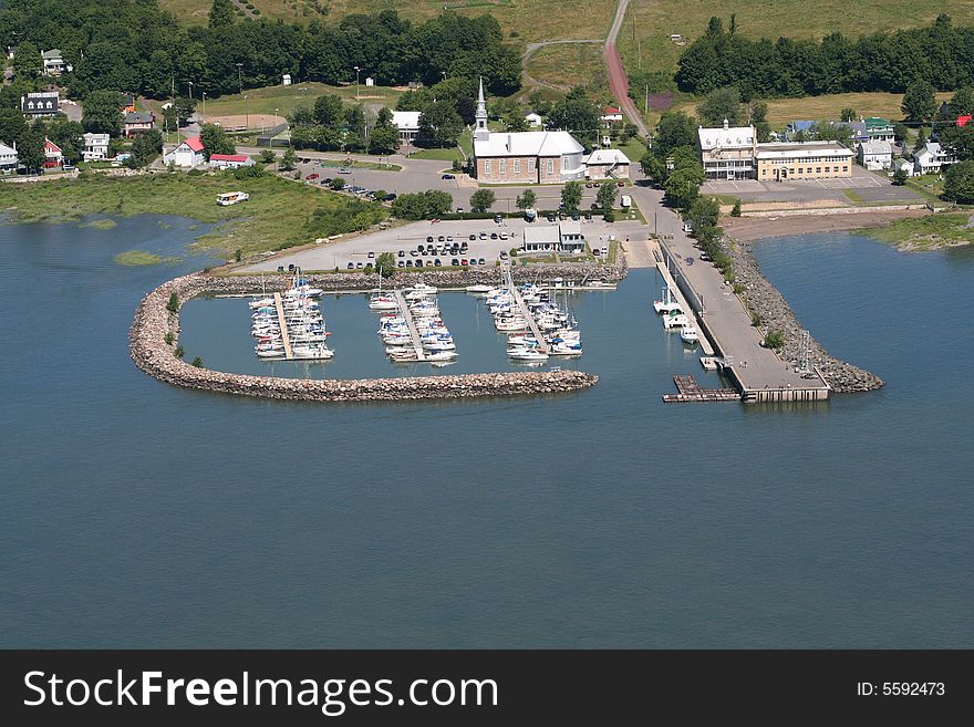 Boats in the port at the saint lawrence river. Boats in the port at the saint lawrence river