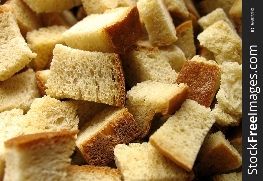 Pieces of bread rusks, background