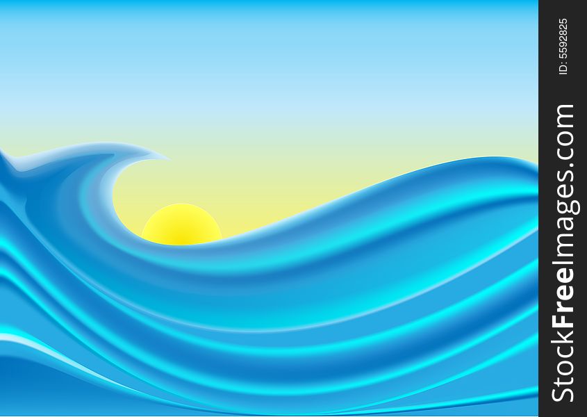Abstract sea scenery with simple wave. Abstract sea scenery with simple wave