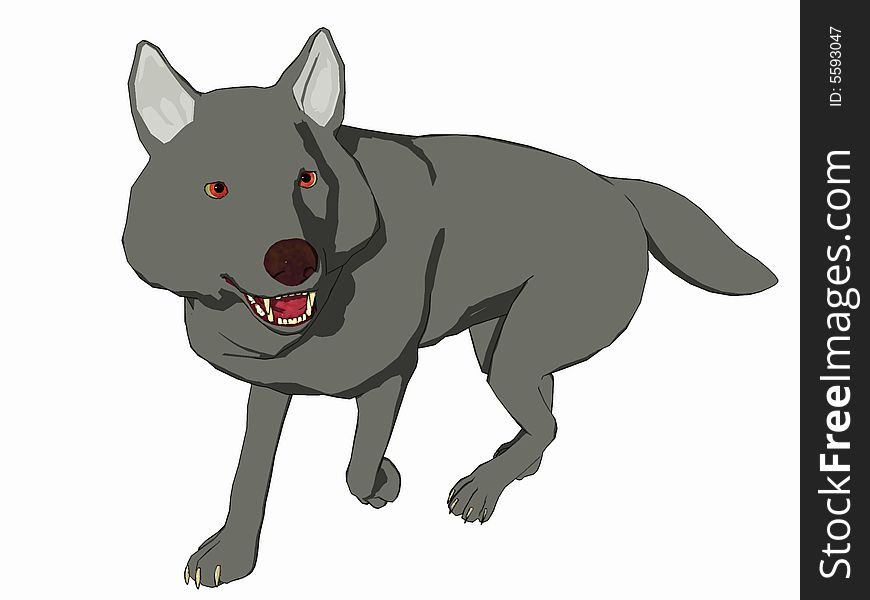 Cartoon Style Grey Wolf