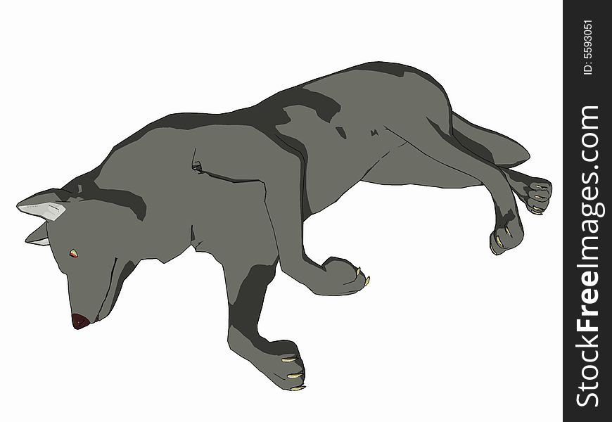 Cartoon Style Wolf Laying Down