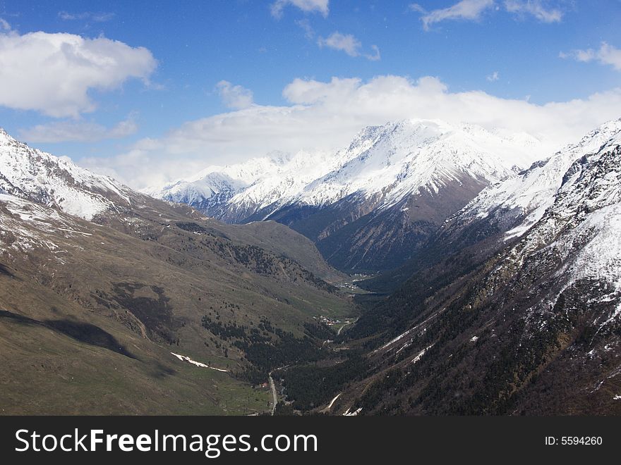 Baksan ravine. Caucasus Mountains in spring. Baksan ravine. Caucasus Mountains in spring.