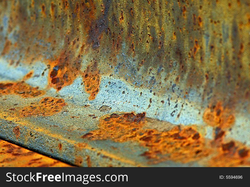 Corroded rail track showing intense color. Corroded rail track showing intense color