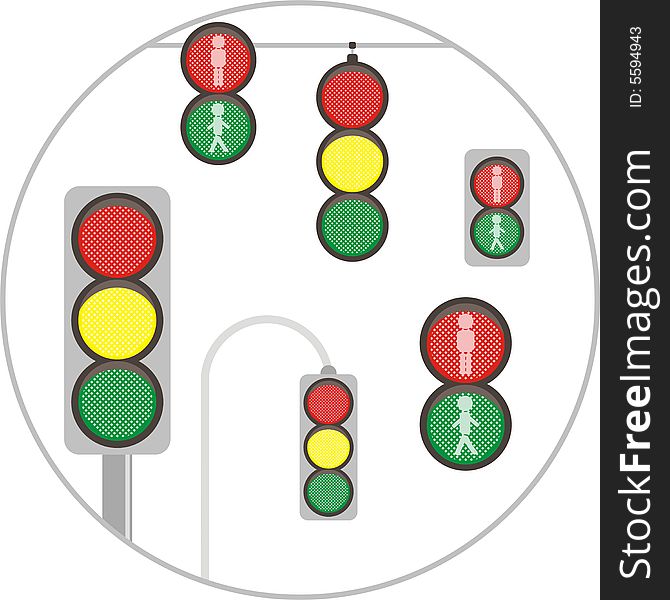 Traffic light, Ñollage, vector ilustration