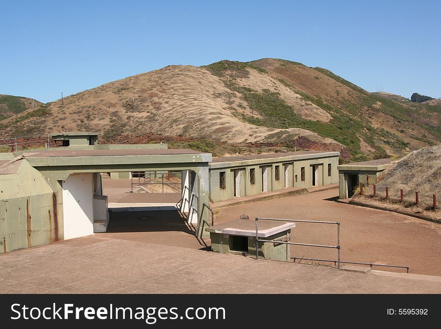 Historic USA military Fort Baker, Battery Spencer, San Francisco, California, Marin Headlands side. Historic USA military Fort Baker, Battery Spencer, San Francisco, California, Marin Headlands side