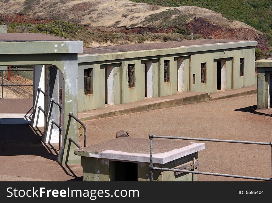 Historic USA military Fort Baker, Battery Spencer, San Francisco, California, Marin Headlands side. Historic USA military Fort Baker, Battery Spencer, San Francisco, California, Marin Headlands side