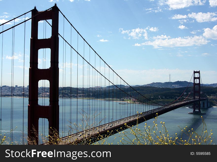 The famous Golden Gate Bridge in San Francisco, California, USA, on a clear day