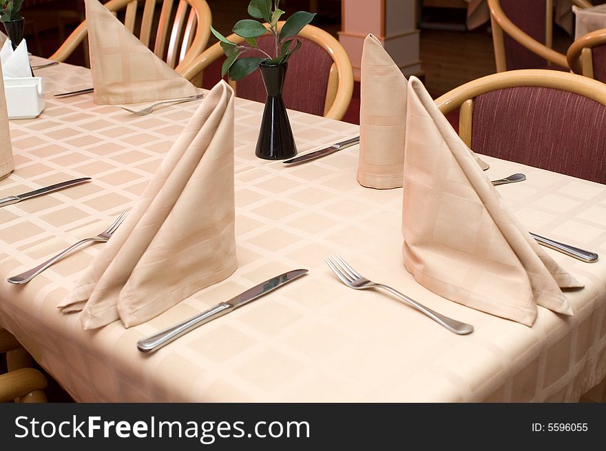 A table in the restaurant