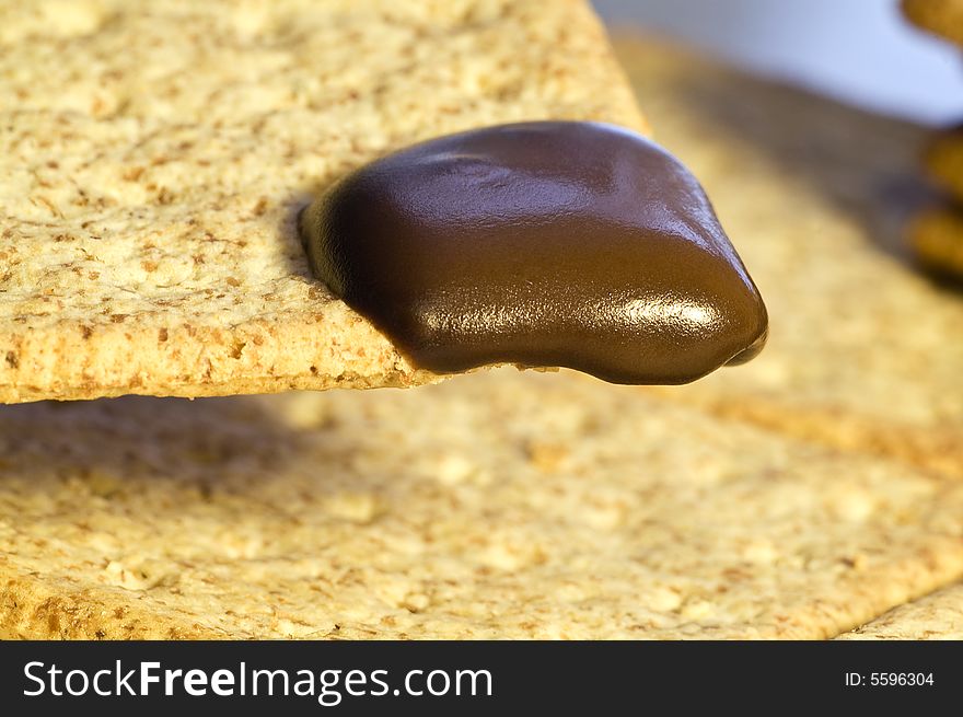 Close-up of cookie with chocolate. Close-up of cookie with chocolate