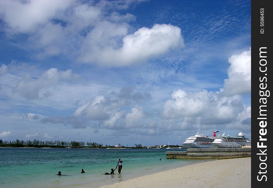 The beautiful skyline over Nassau town public beach (The Bahamas). The beautiful skyline over Nassau town public beach (The Bahamas).