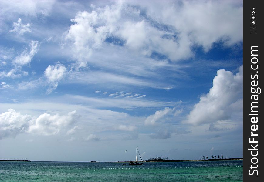 The skyline painting over Nassau town bay (The Bahamas). The skyline painting over Nassau town bay (The Bahamas).