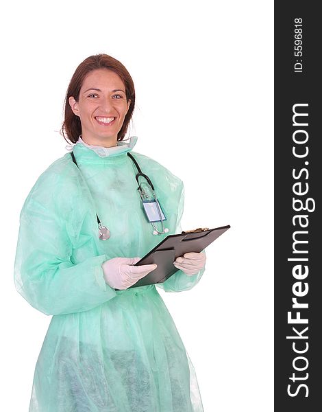 Healthcare worker with documents