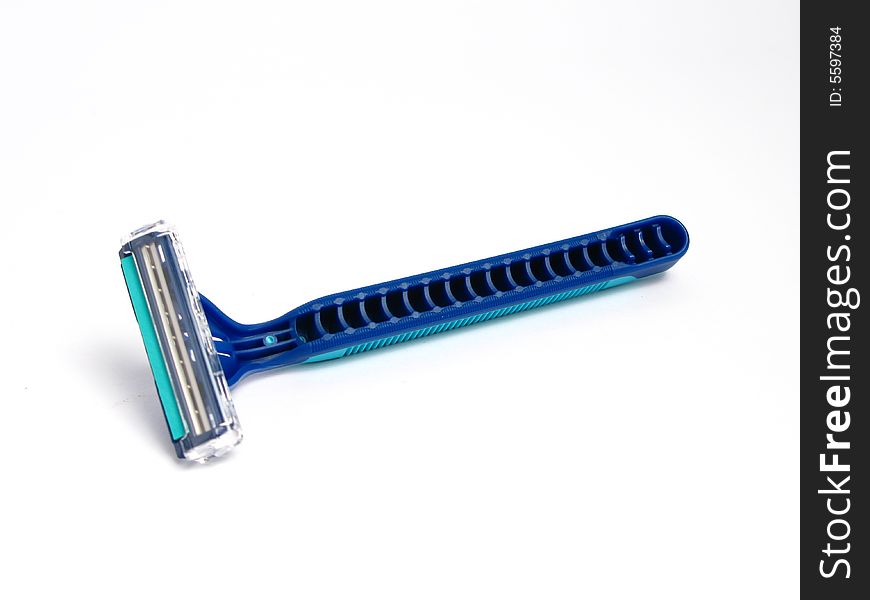 Razor with two blades, for a clean shave in a white background
