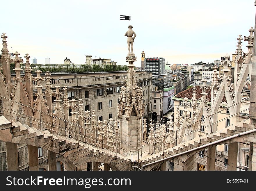 The image from the rooftop of the Duomo of Milan Italy. The image from the rooftop of the Duomo of Milan Italy