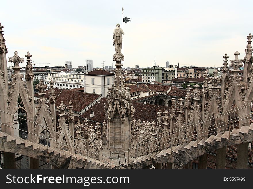 The image from the rooftop of the Duomo of Milan Italy. The image from the rooftop of the Duomo of Milan Italy