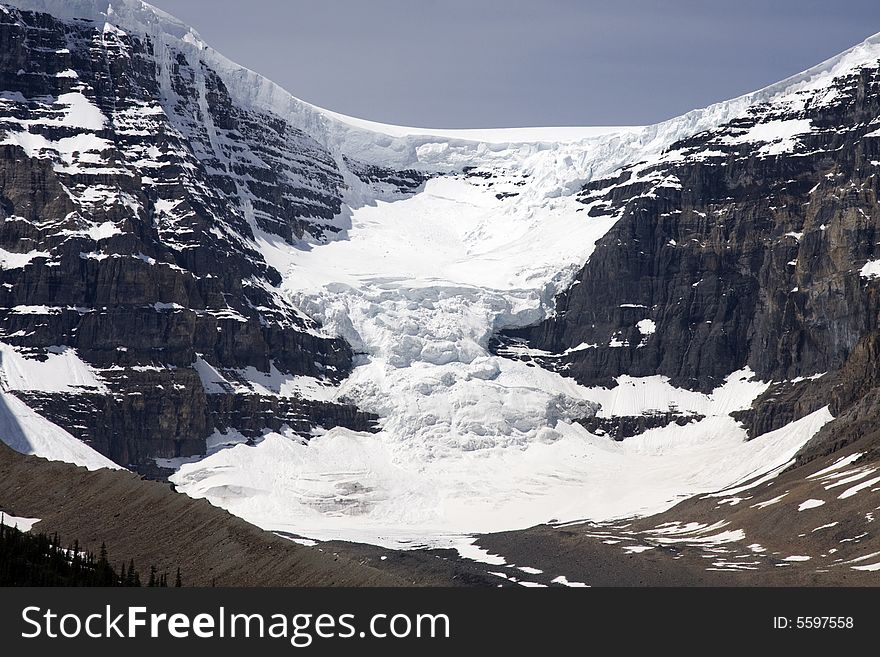 Glacier and mountains around the Columbia Icefields in Jasper National Park. Glacier and mountains around the Columbia Icefields in Jasper National Park.