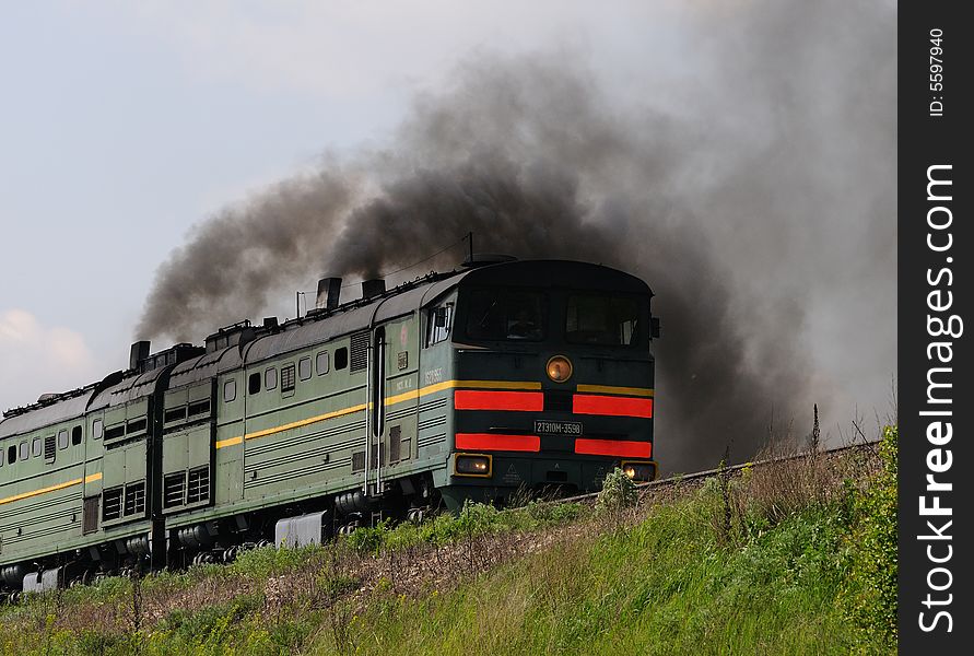 The old train, from which goes a black smoke