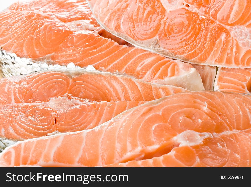 Background from fresh stakes of a salmon. Background from fresh stakes of a salmon