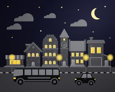 Flat City Night Vector Illustration Royalty Free Stock Image Flat City Night Vector Illustration Royalty Free Stock Image