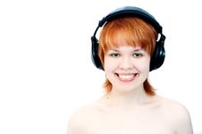 Young Girl Listen Music In Head Phones Royalty Free Stock Images
