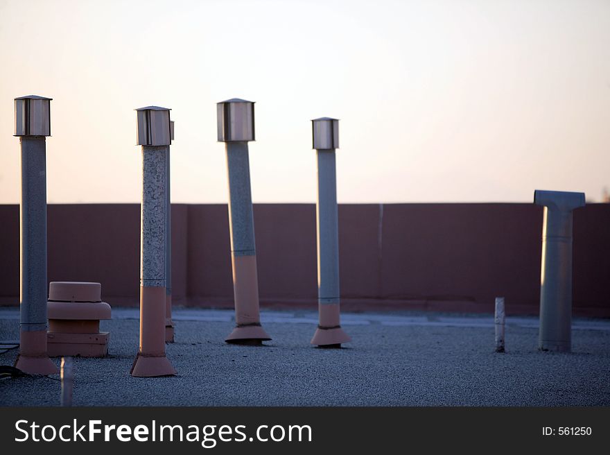 Cluster of roof vent pipes. Cluster of roof vent pipes