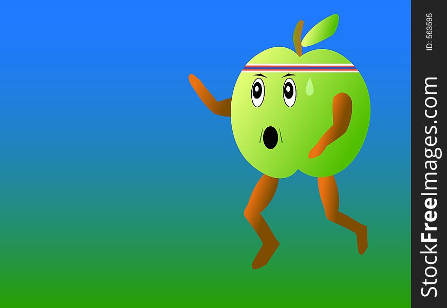 An illustration of a healthy apple jogging to keep fit. An illustration of a healthy apple jogging to keep fit.