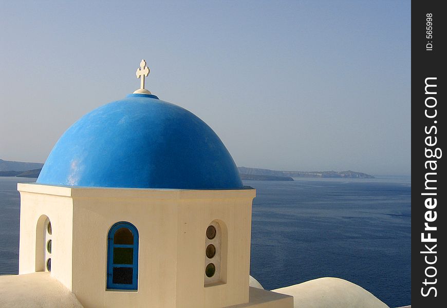 Blue dome roof of Church in Santorini. Blue dome roof of Church in Santorini