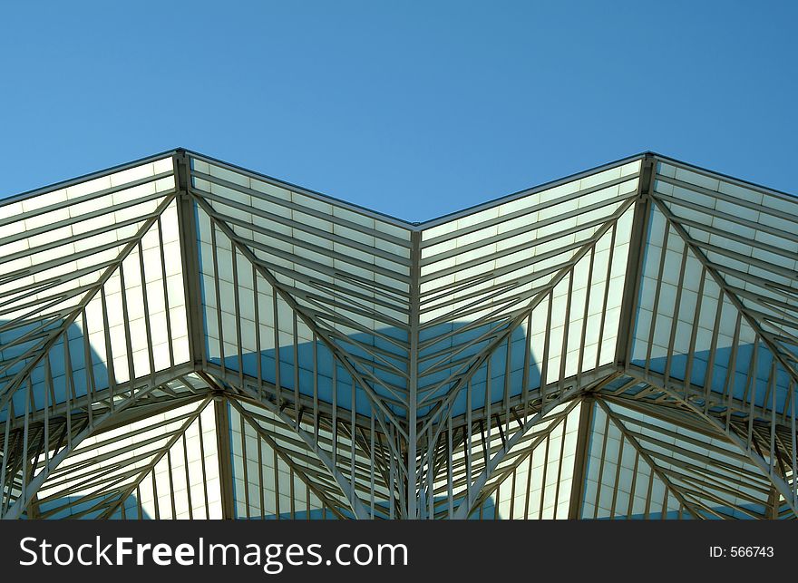 Metallic structure forms and sky