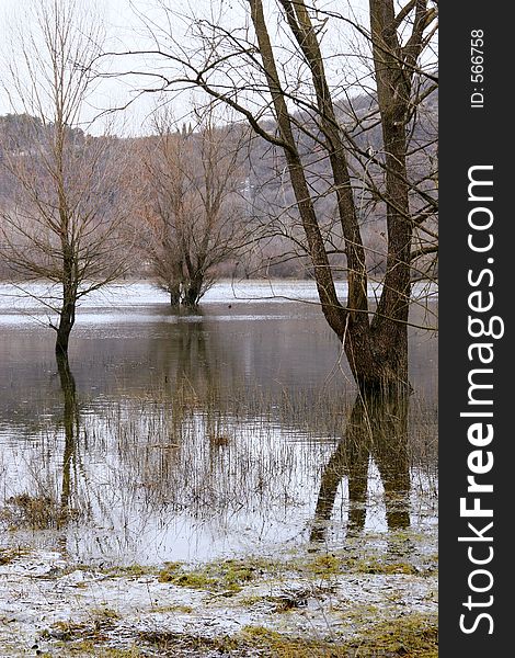 Muddy lake that springs up only after lasting rains. Muddy lake that springs up only after lasting rains