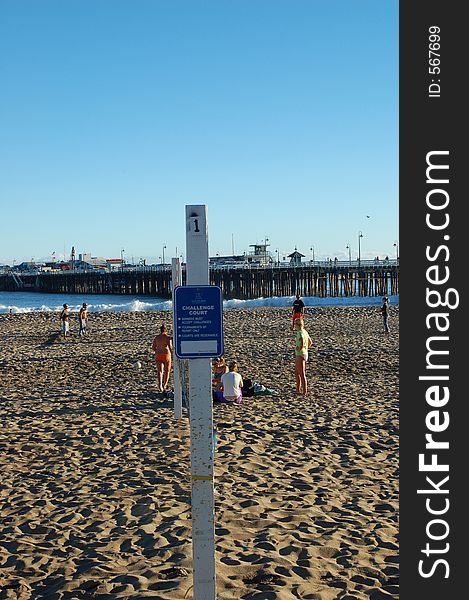 Playing volleyball on the beach in Santa Cruz, California