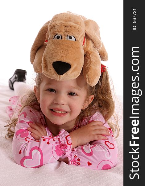 Girl with Dog on head