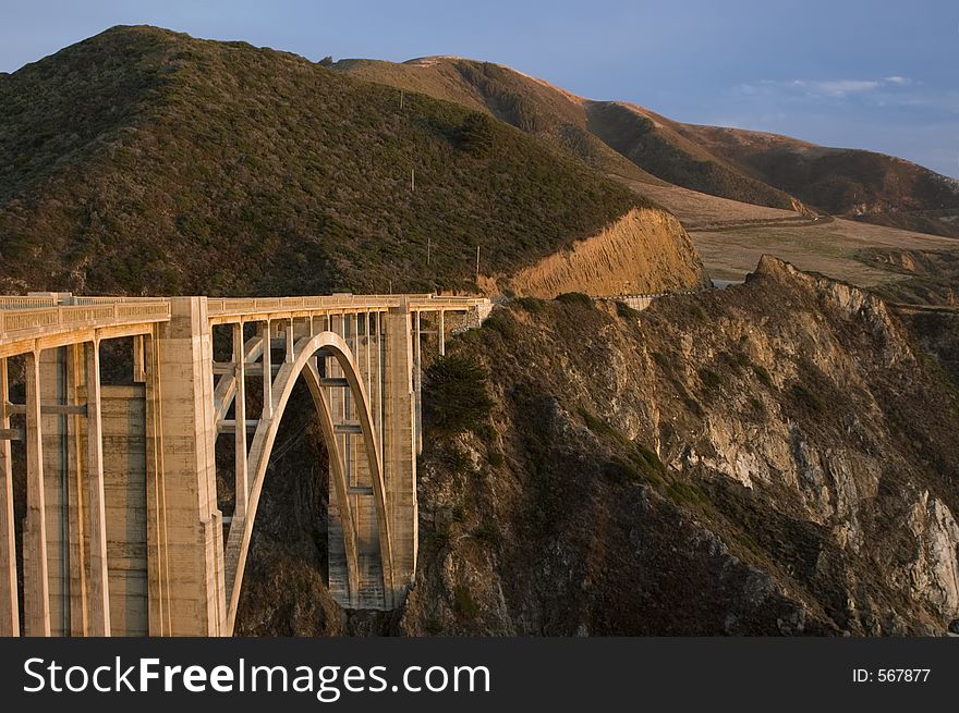 Bixby Creek Bridge in sunset, Big Sur, CA. Bixby Creek Bridge in sunset, Big Sur, CA