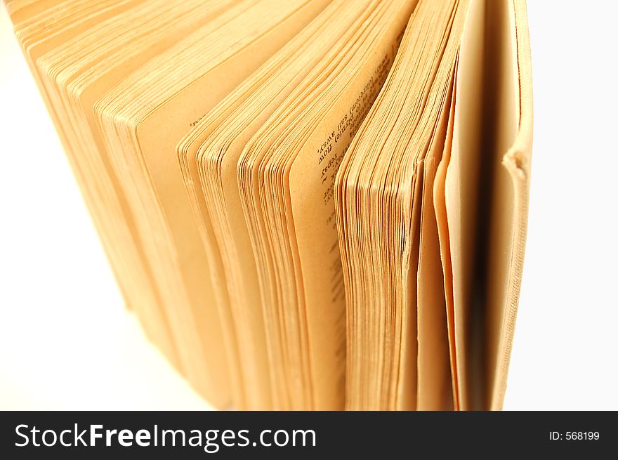 Old yellow book on white background. Old yellow book on white background