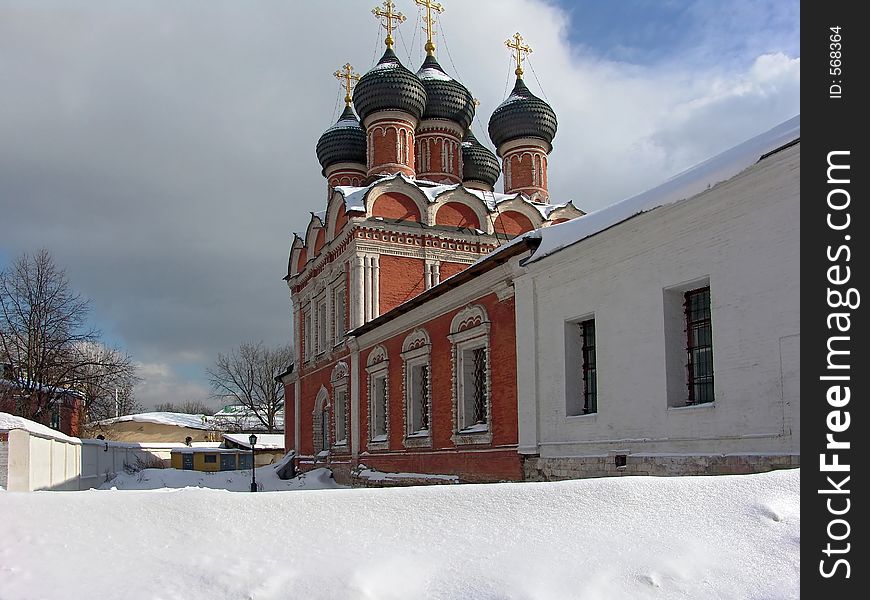 A monument of history and culture. An architectural ensemble of the Is high-Peter monastery. The beginning of construction 17 century (1680). On a photo the Temple in honour of Боголюбской icons of Divine mother and a crypt of boyars Нарышкиных. The photo is made in Moscow (Russia). Original date/time: 2006:03:06. A monument of history and culture. An architectural ensemble of the Is high-Peter monastery. The beginning of construction 17 century (1680). On a photo the Temple in honour of Боголюбской icons of Divine mother and a crypt of boyars Нарышкиных. The photo is made in Moscow (Russia). Original date/time: 2006:03:06.