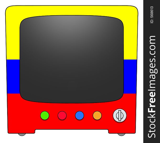 Retro Television with columbia flag design. Retro Television with columbia flag design