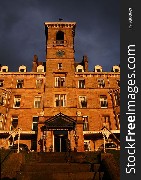 A victorian building at sunset. A victorian building at sunset